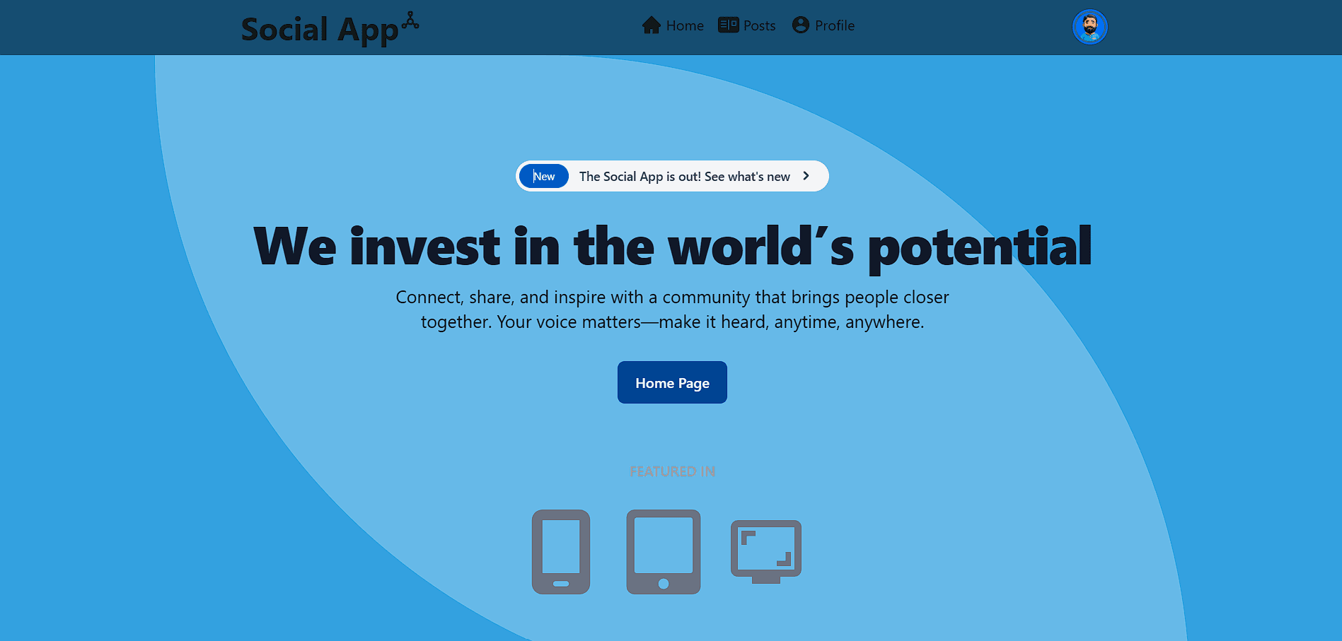 Social Media Application website Image
