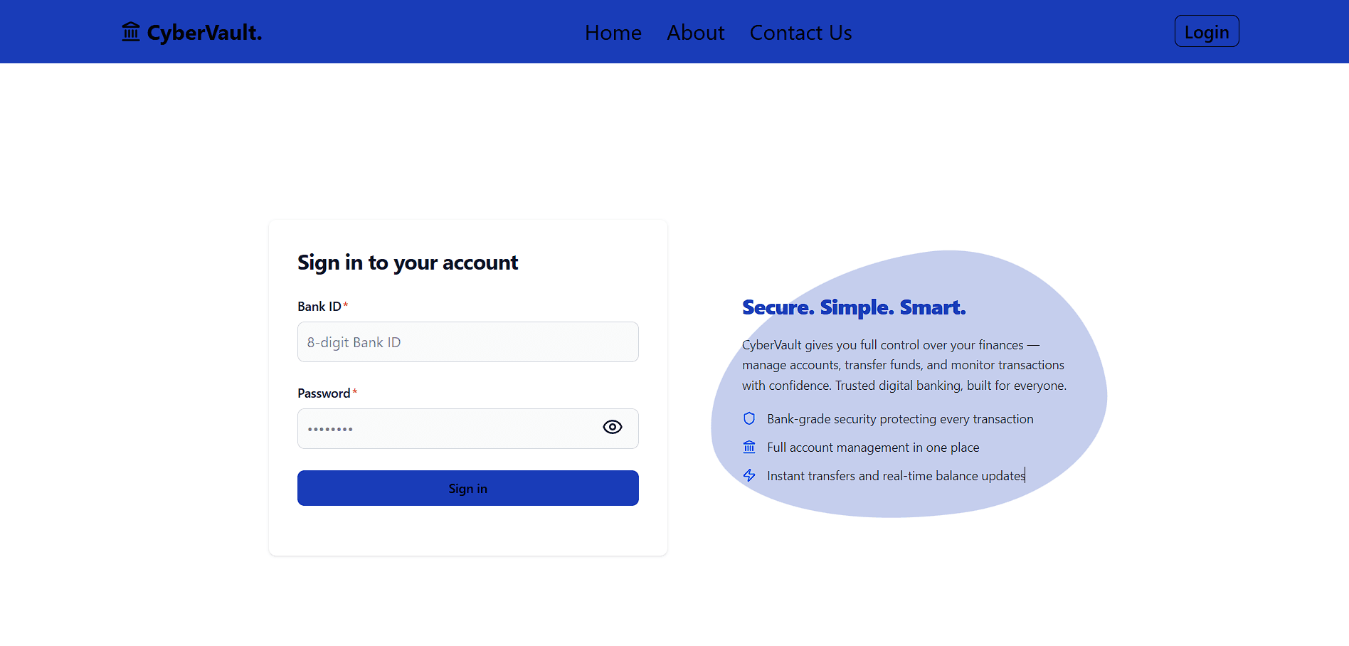 CyberVault Login Screenshot