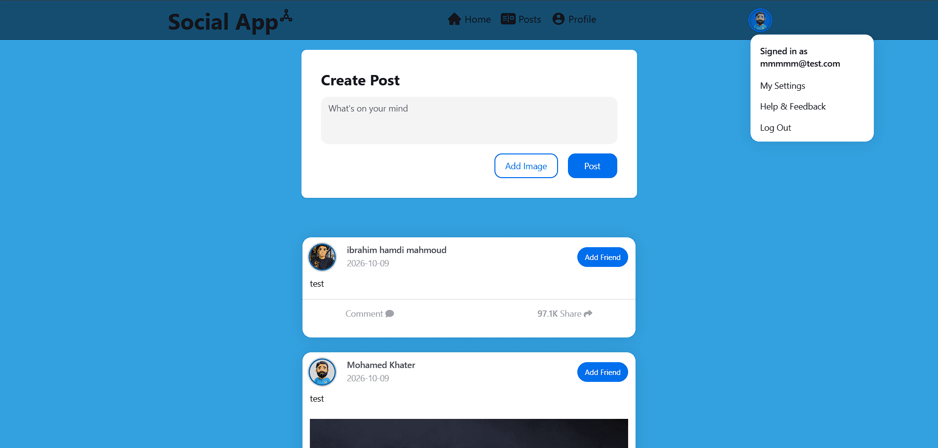 User Home Screenshot
